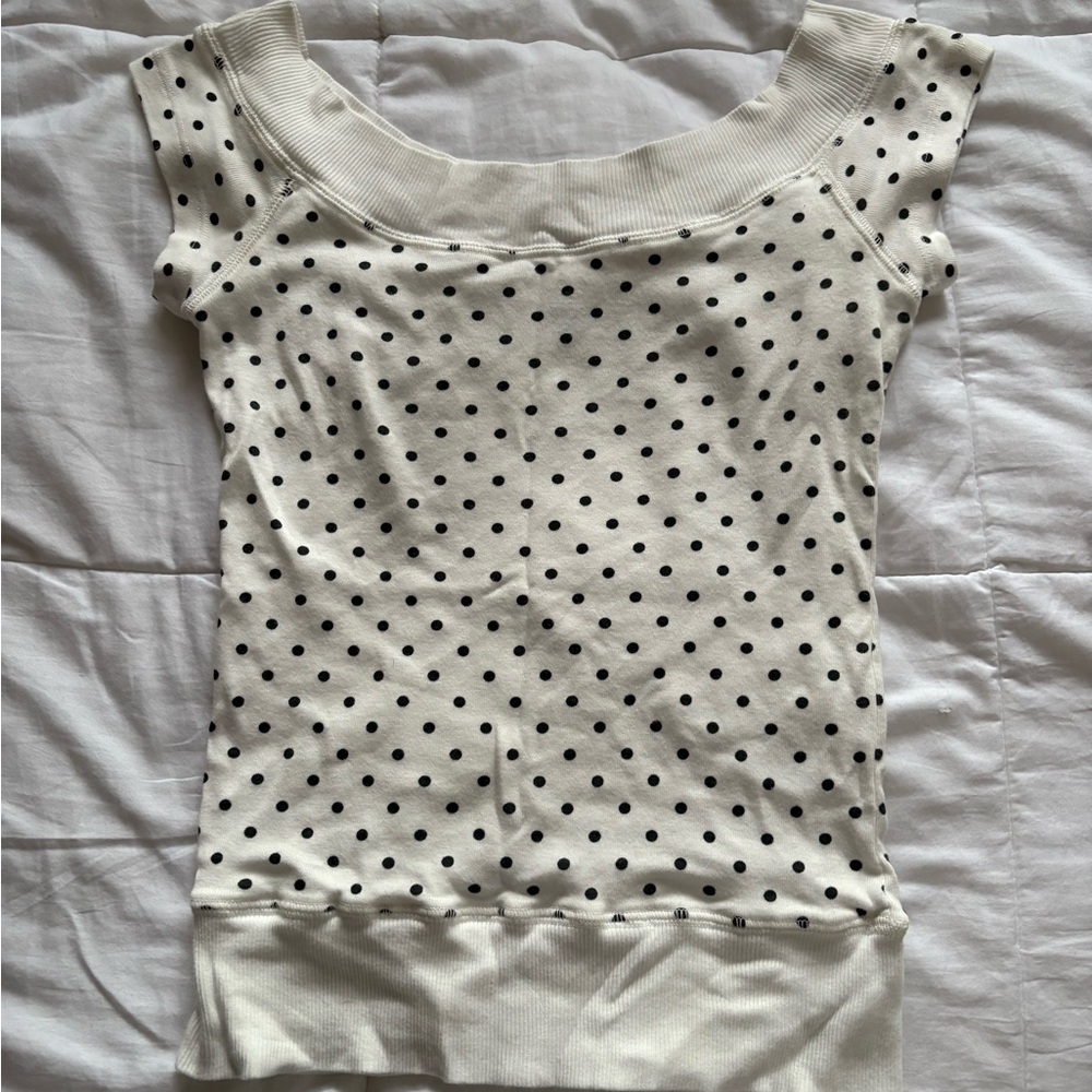 Brandy Melville Black and White Polka Dot Tee